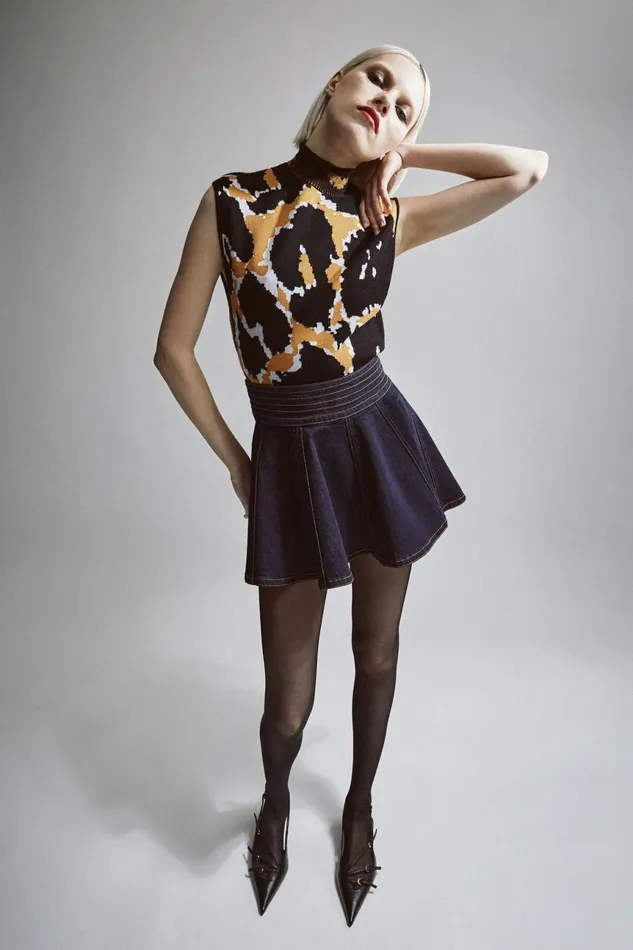 Women Bardot Skirts Aruba Denim Mini Skirt In Dark Dark