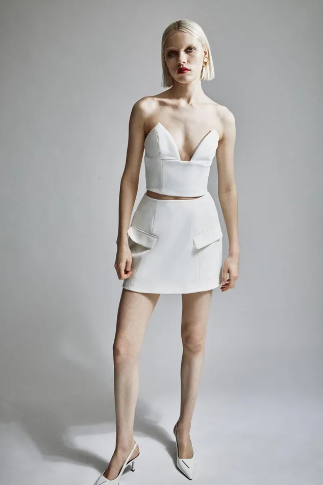 Women Bardot Skirts Delphi Hourglass Mini Skirt In Orchid White Orchid White