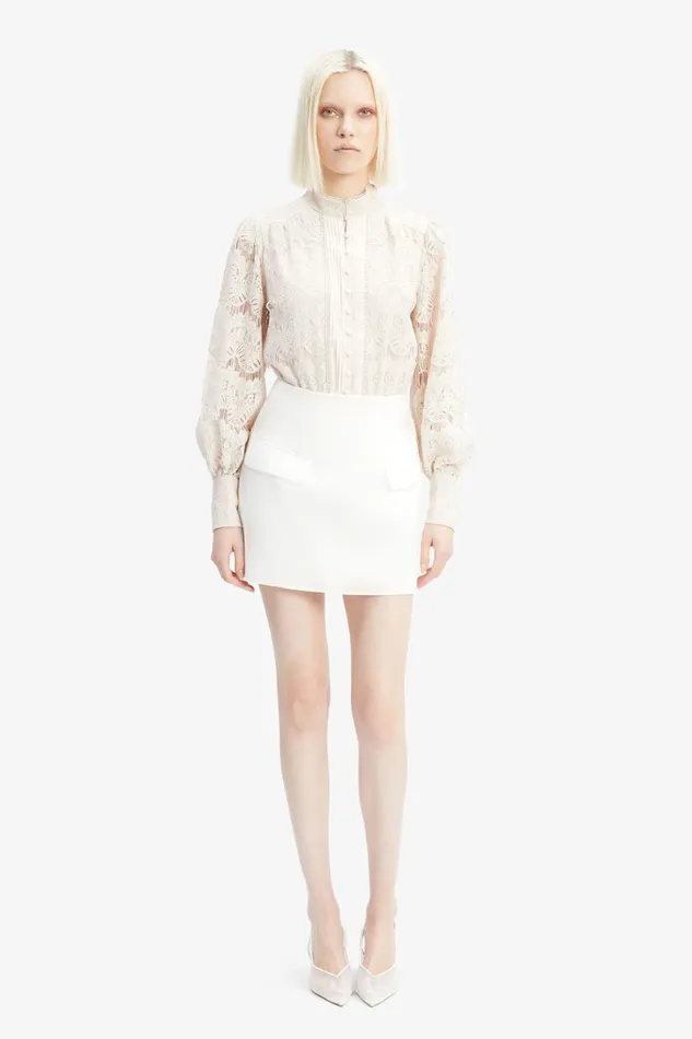 Women Bardot Skirts Delphi Linen Mini Skirt In Orchid White Orchid White