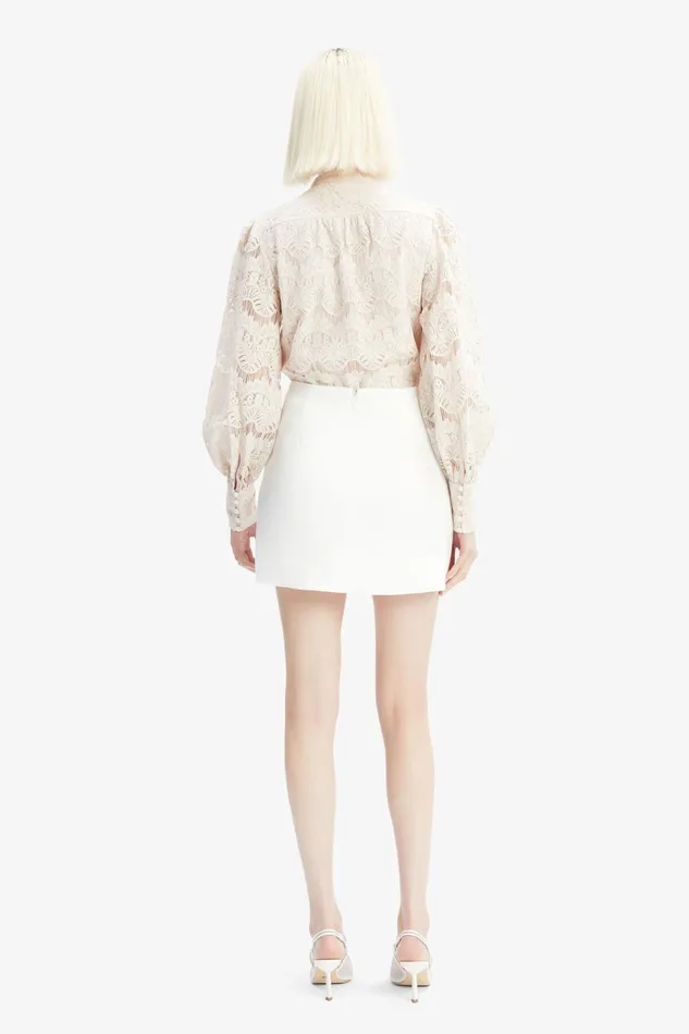 Women Bardot Skirts Delphi Linen Mini Skirt In Orchid White Orchid White