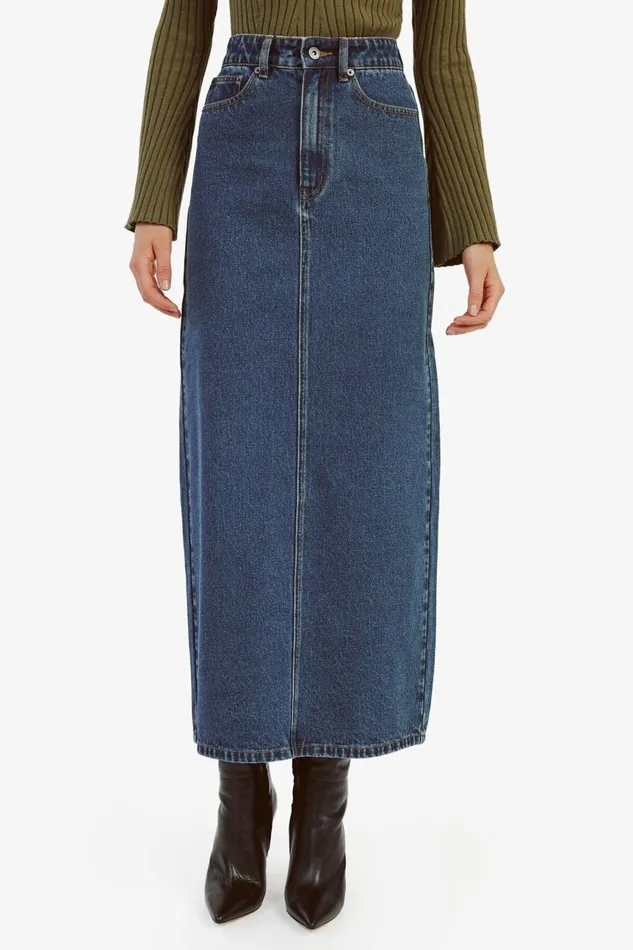 Women Bardot Skirts Evianna Denim Maxi Skirt In Washed Indigo Washed Indigo Women Bardot Skirts Evianna Denim Maxi Skirt In Washed Indigo Washed Indigo