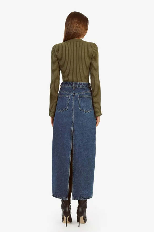 Women Bardot Skirts Evianna Denim Maxi Skirt In Washed Indigo Washed Indigo Women Bardot Skirts Evianna Denim Maxi Skirt In Washed Indigo Washed Indigo