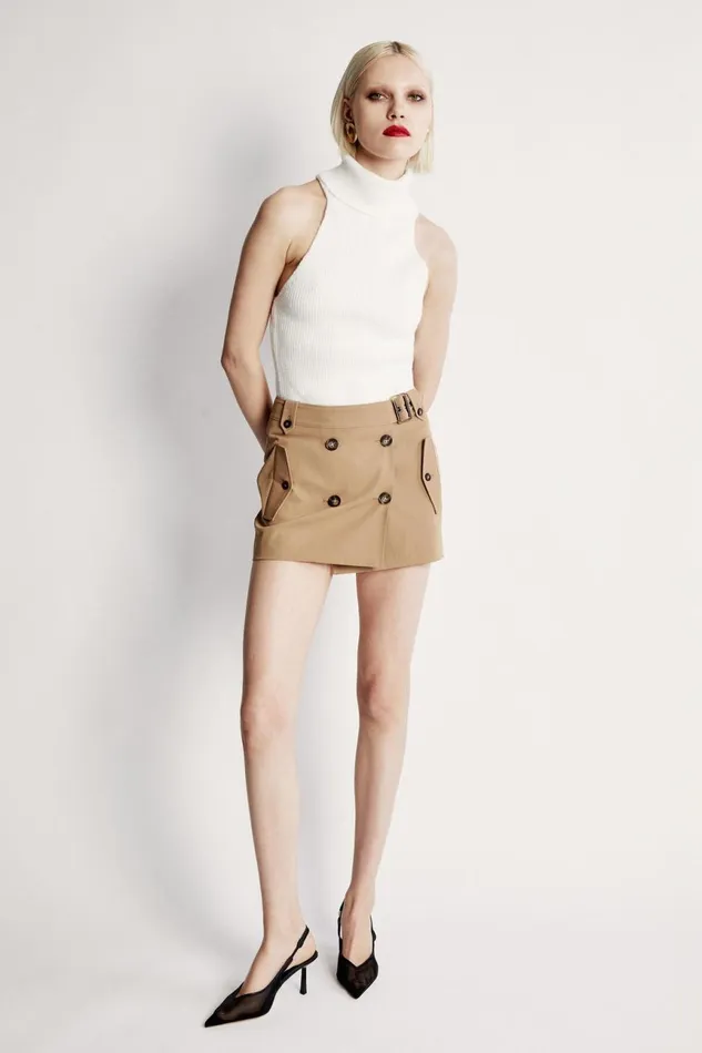 Women Bardot Skirts Jadey Mid Rise Mini Skirt In Camel Camel