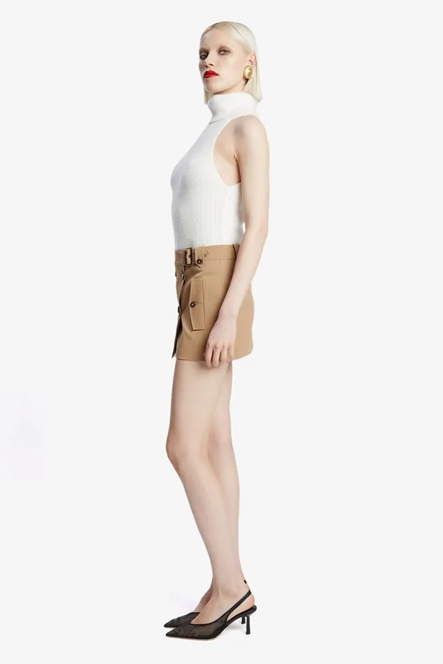 Women Bardot Skirts Jadey Mid Rise Mini Skirt In Camel Camel