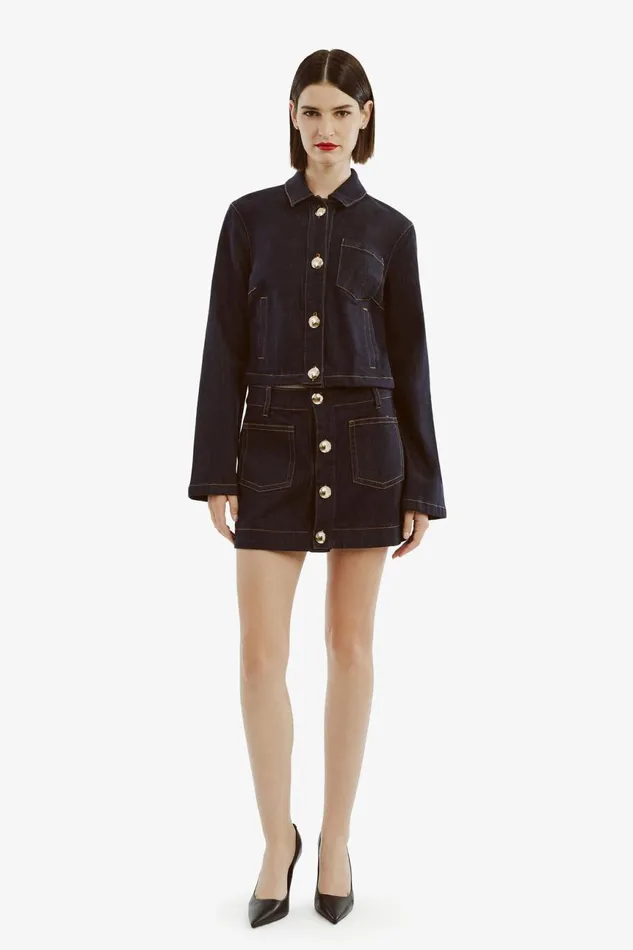 Women Bardot Skirts Lorenzo Denim Mini Skirt In Dark Dark Women Bardot Skirts Lorenzo Denim Mini Skirt In Dark Dark
