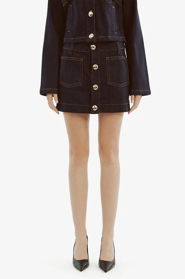 Women Bardot Skirts Lorenzo Denim Mini Skirt In Dark Dark Women Bardot Skirts Lorenzo Denim Mini Skirt In Dark Dark