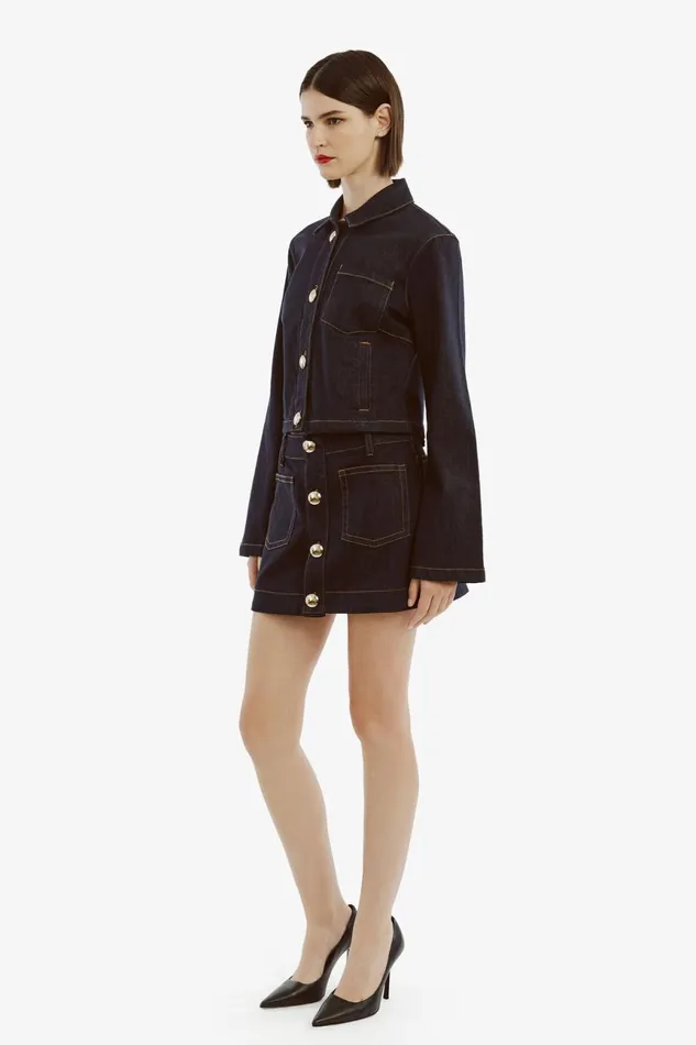Women Bardot Skirts Lorenzo Denim Mini Skirt In Dark Dark Women Bardot Skirts Lorenzo Denim Mini Skirt In Dark Dark