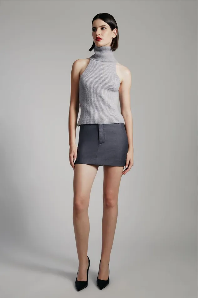 Women Bardot Skirts Maika Mid Rise Mini Skirt In Dark Grey Dark Grey
