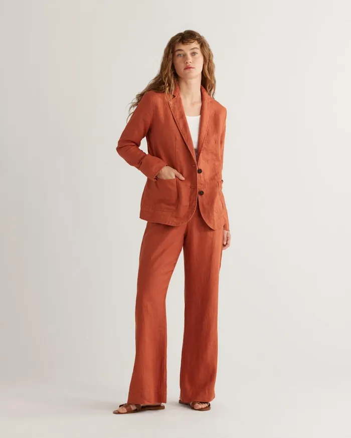 Women BIRCH BAY LINEN BLAZER Redwood Pendleton Jackets and Coats