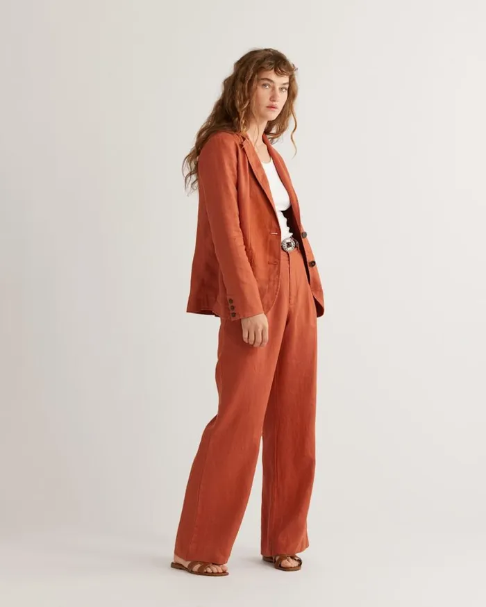 Women BIRCH BAY LINEN BLAZER Redwood Pendleton Jackets and Coats