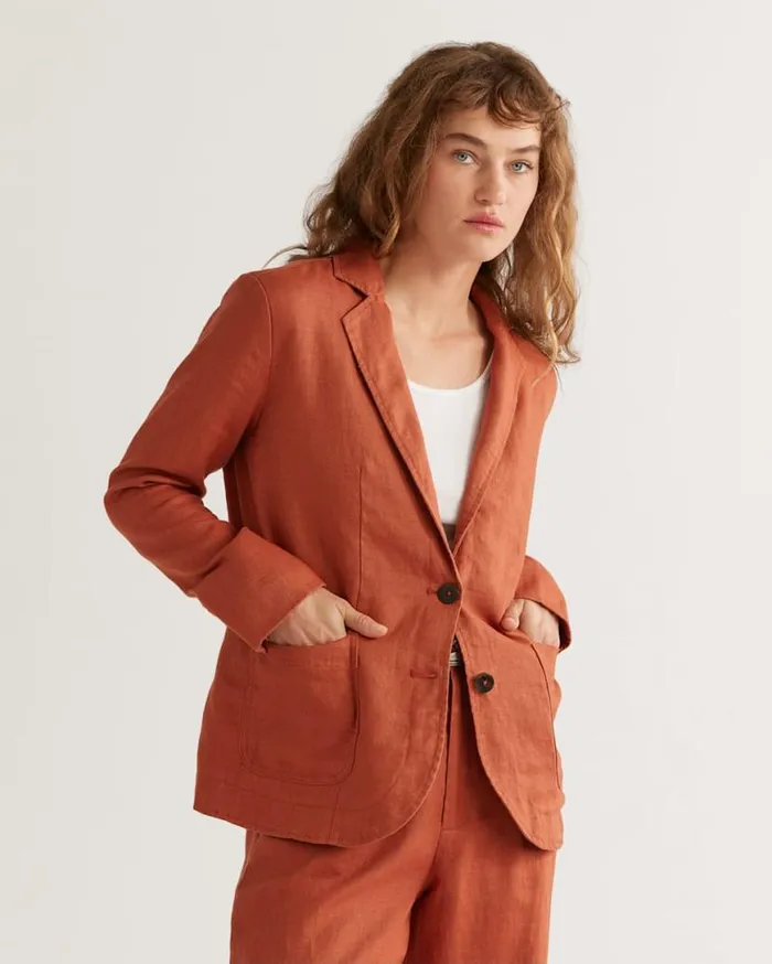 Women BIRCH BAY LINEN BLAZER Redwood Pendleton Jackets and Coats