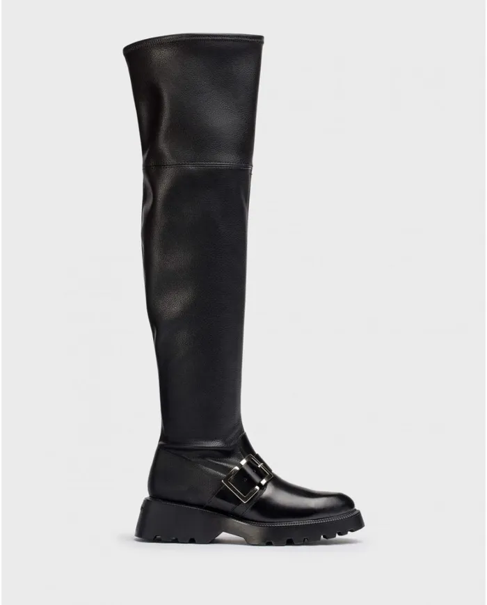 Women Black Lycra Boot Wonders Boots
