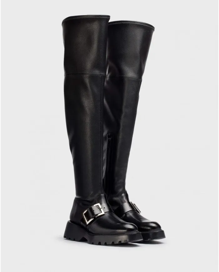 Women Black Lycra Boot Wonders Boots