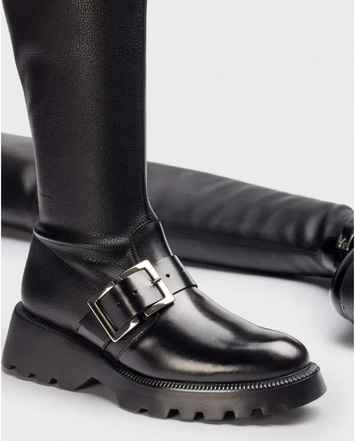 Women Black Lycra Boot Wonders Boots