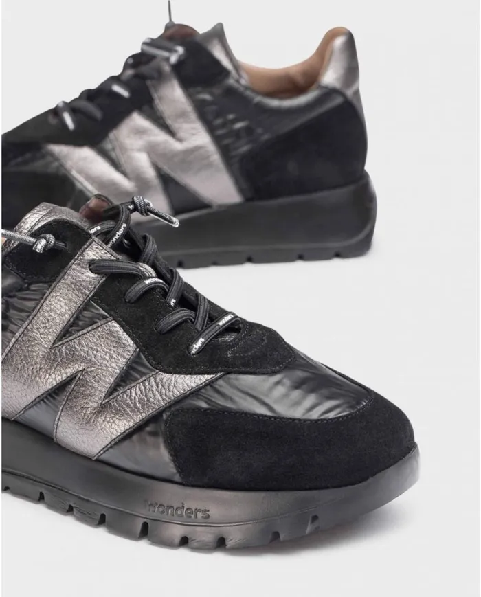 Women Black ODISEI Sneakers Wonders Flat Shoes Women Black ODISEI Sneakers Wonders Flat Shoes