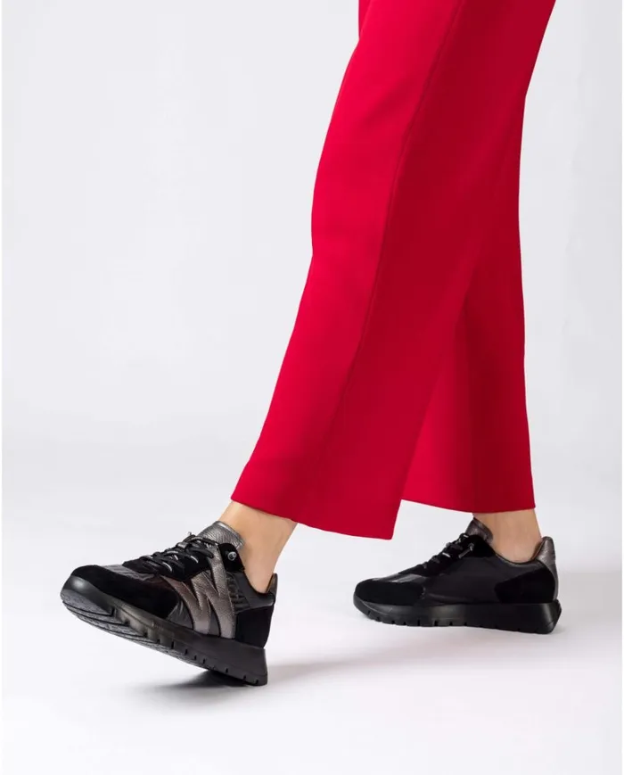 Women Black ODISEI Sneakers Wonders Flat Shoes Women Black ODISEI Sneakers Wonders Flat Shoes