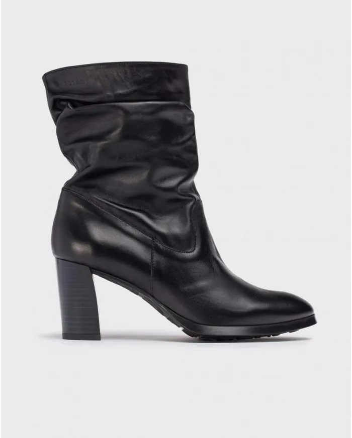 Women Black WRINKLED Ankle Boot Wonders Ankle Boots