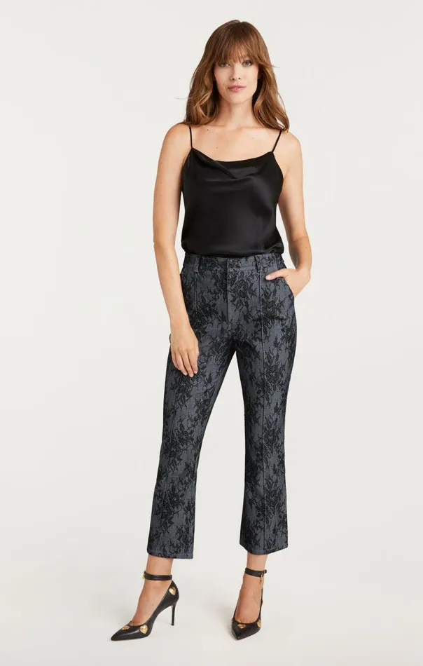 Women Bonded Lace Cropped Evelyn Pant Lightindigoblack Cinq Sept Pants