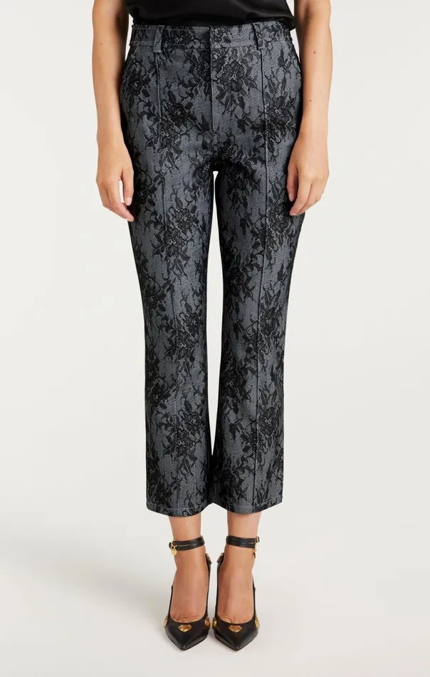 Women Bonded Lace Cropped Evelyn Pant Lightindigoblack Cinq Sept Pants