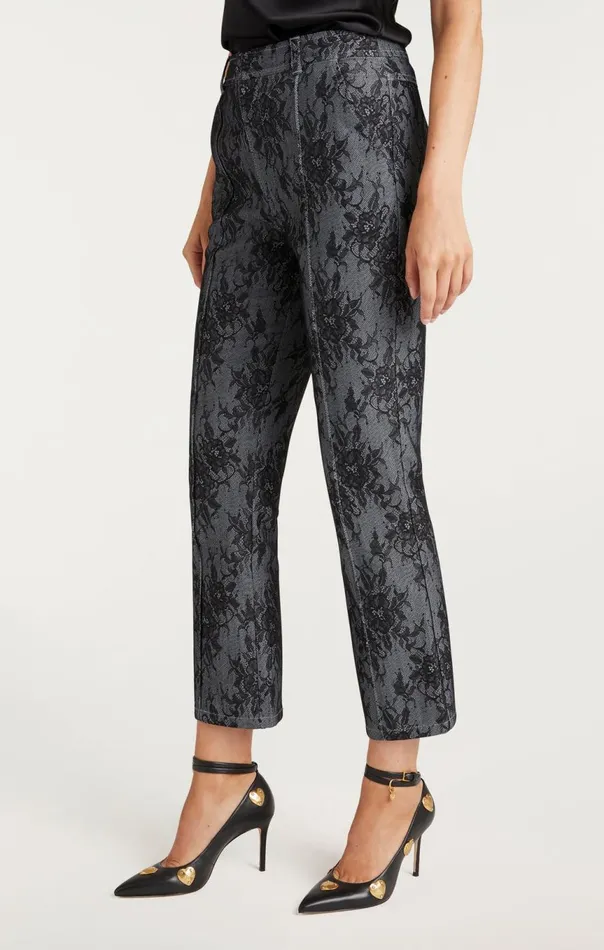Women Bonded Lace Cropped Evelyn Pant Lightindigoblack Cinq Sept Pants