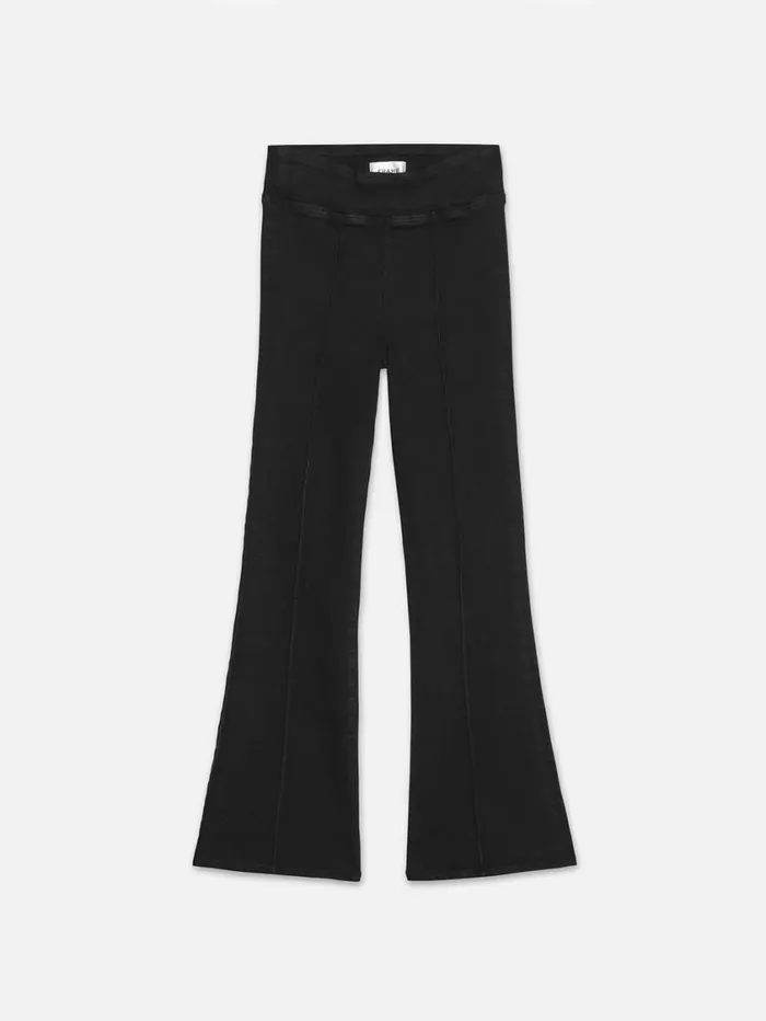 Women Bootcut FRAME The Jetset Crop Mini Boot Pintuck 8212 Sheen Noir