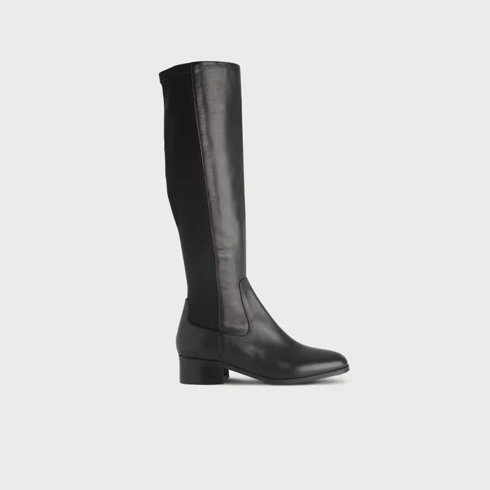 Women Boots LKBennett Bella Black Stretch Leather Knee Boots Black