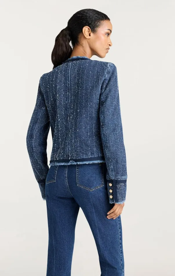 Women Boucle Denim Zanda Jacket Indigo Cinq Sept Jackets