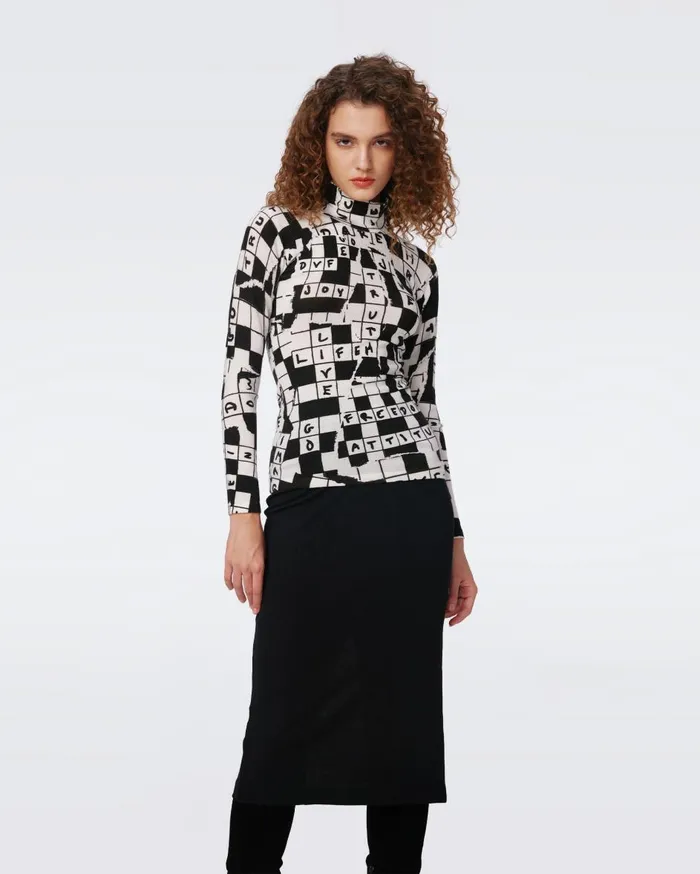 Women Brandy Wool Top Dvf 50th Crossword Ivory DVF Tops