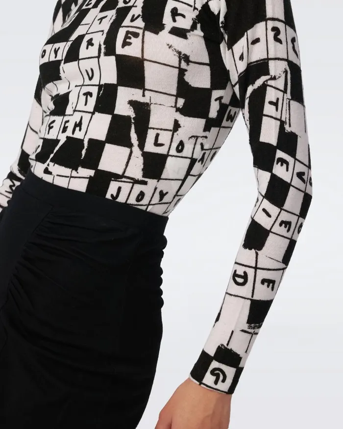 Women Brandy Wool Top Dvf 50th Crossword Ivory DVF Tops