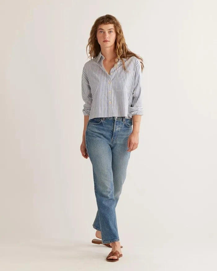 Women BRENTWOOD OVERSIZED SHIRT Blueivory Stripe Pendleton Shirts and Blouses