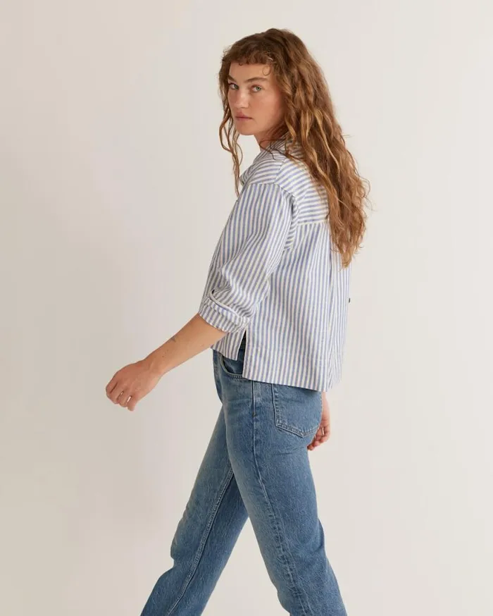 Women BRENTWOOD OVERSIZED SHIRT Blueivory Stripe Pendleton Shirts and Blouses