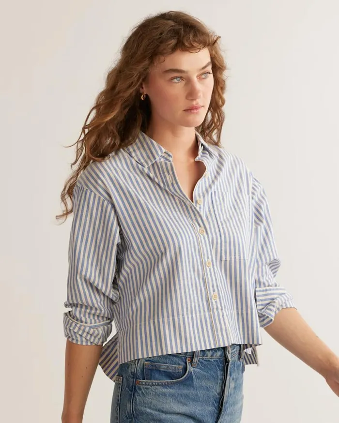 Women BRENTWOOD OVERSIZED SHIRT Blueivory Stripe Pendleton Shirts and Blouses