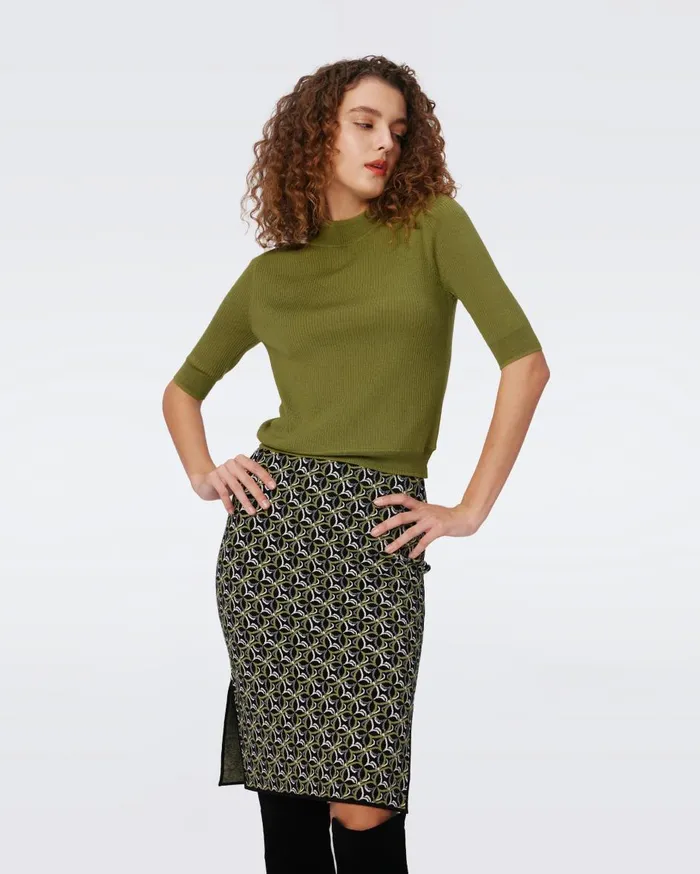 Women Carmel Wool Sweater Avocado DVF Tops