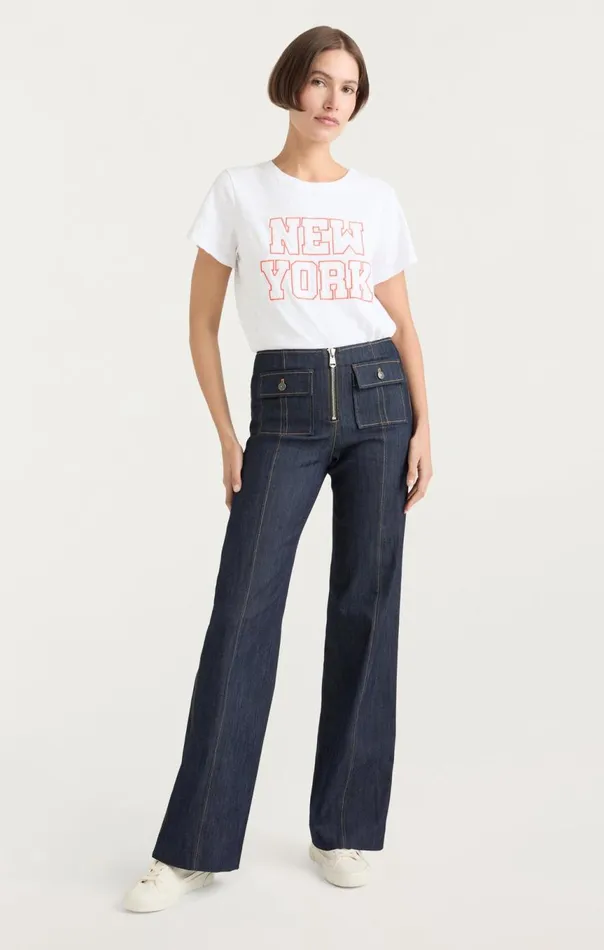 Women Chainstitch Paris New York Tee Whitedeeptangelo Cinq Sept Tees