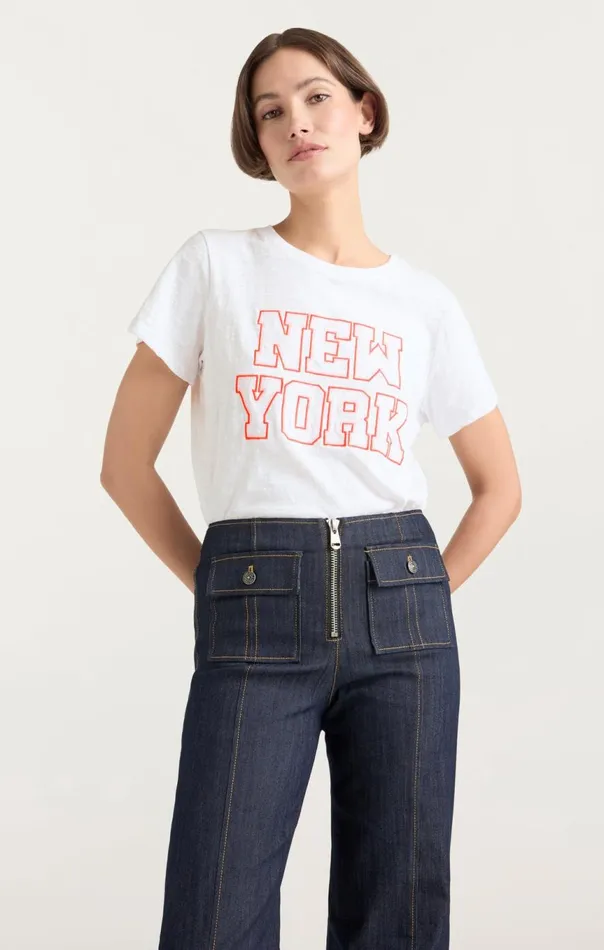 Women Chainstitch Paris New York Tee Whitedeeptangelo Cinq Sept Tees