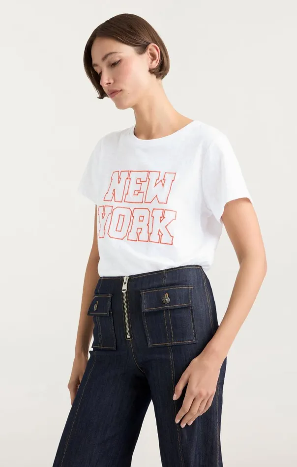 Women Chainstitch Paris New York Tee Whitedeeptangelo Cinq Sept Tees
