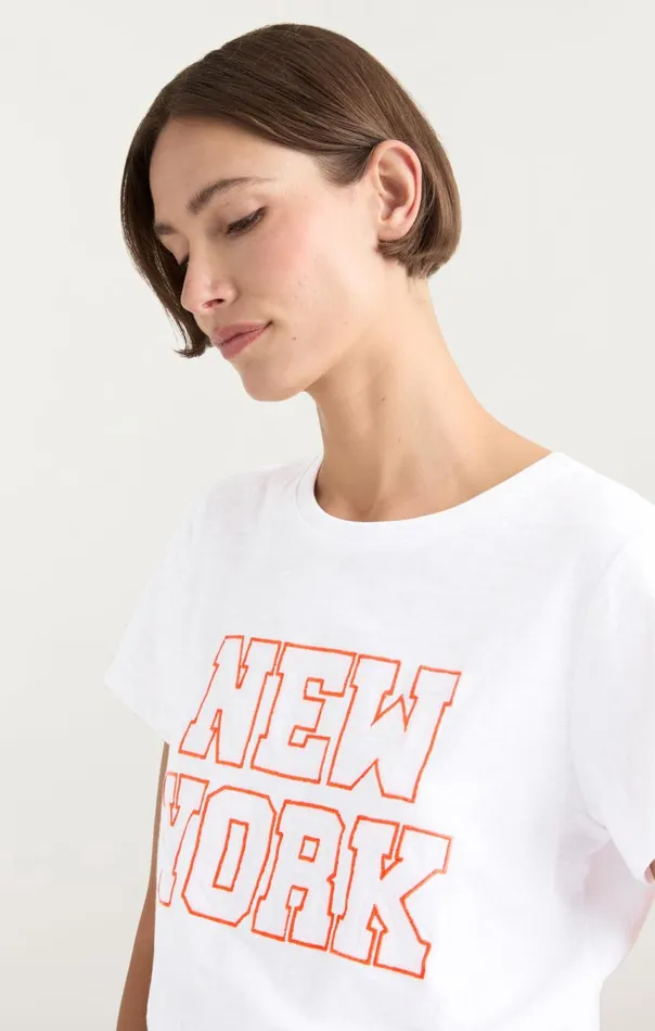 Women Chainstitch Paris New York Tee Whitedeeptangelo Cinq Sept Tees