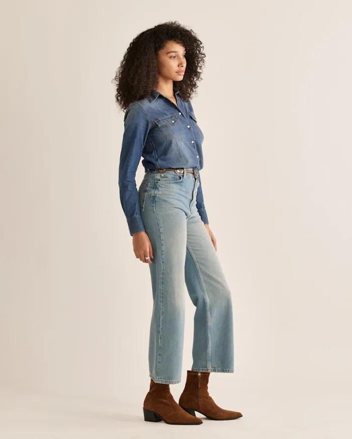 Women CHAMBRAY GAMBLER SHIRT Medium Blue Pendleton Shirts and Blouses