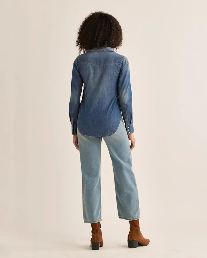 Women CHAMBRAY GAMBLER SHIRT Medium Blue Pendleton Shirts and Blouses