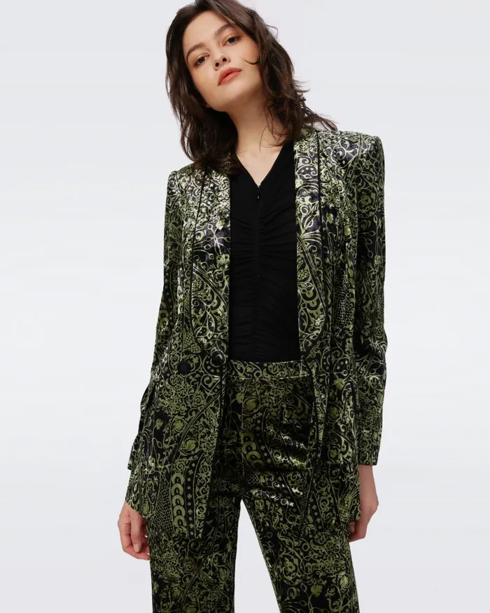 Women Chiana Velvet Jacket Laced Up DVF Jackets and Coats