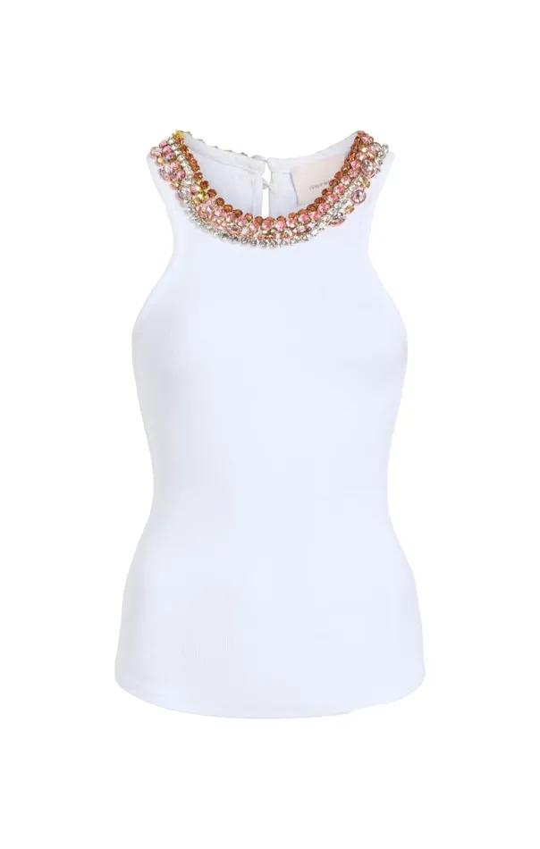 Women Chunky Rhinestone Necklace Lizzie Top Whitemulti Cinq Sept Tees