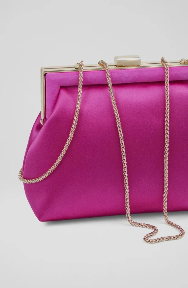 Women Clutch Bags LKBennett Connie Pink Satin Trapeze Clutch Bag Women Clutch Bags LKBennett Connie Pink Satin Trapeze Clutch Bag