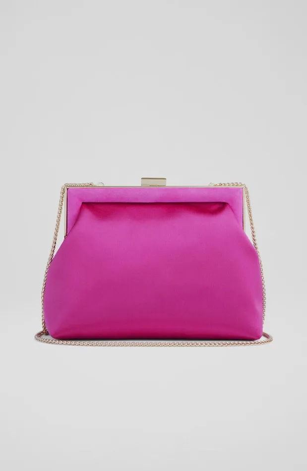 Women Clutch Bags LKBennett Connie Pink Satin Trapeze Clutch Bag Women Clutch Bags LKBennett Connie Pink Satin Trapeze Clutch Bag