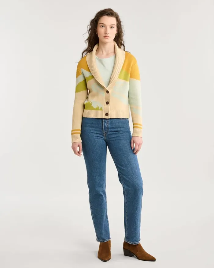 Women COASTLINE SCENIC CARDIGAN Woodash Multi Pendleton Sweaters