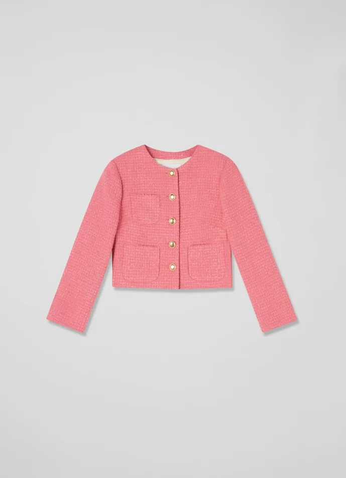 Women Coats and Jackets LKBennett Allie Pink Recycled Cotton Italian Tweed Jacket Blush