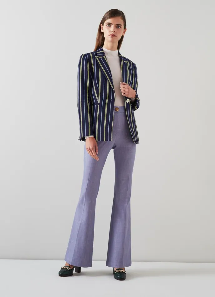 Women Coats and Jackets LKBennett Mya Striped Jacket With LENZING ECOVERO Viscose Navy Multi Women Coats and Jackets LKBennett Mya Striped Jacket With LENZING ECOVERO Viscose Navy Multi