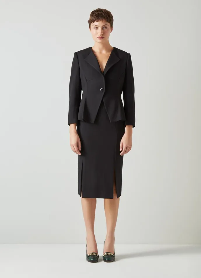 Women Coats and Jackets LKBennett Sky Black Crepe Jacket With LENZING ECOVERO Viscose Black Women Coats and Jackets LKBennett Sky Black Crepe Jacket With LENZING ECOVERO Viscose Black