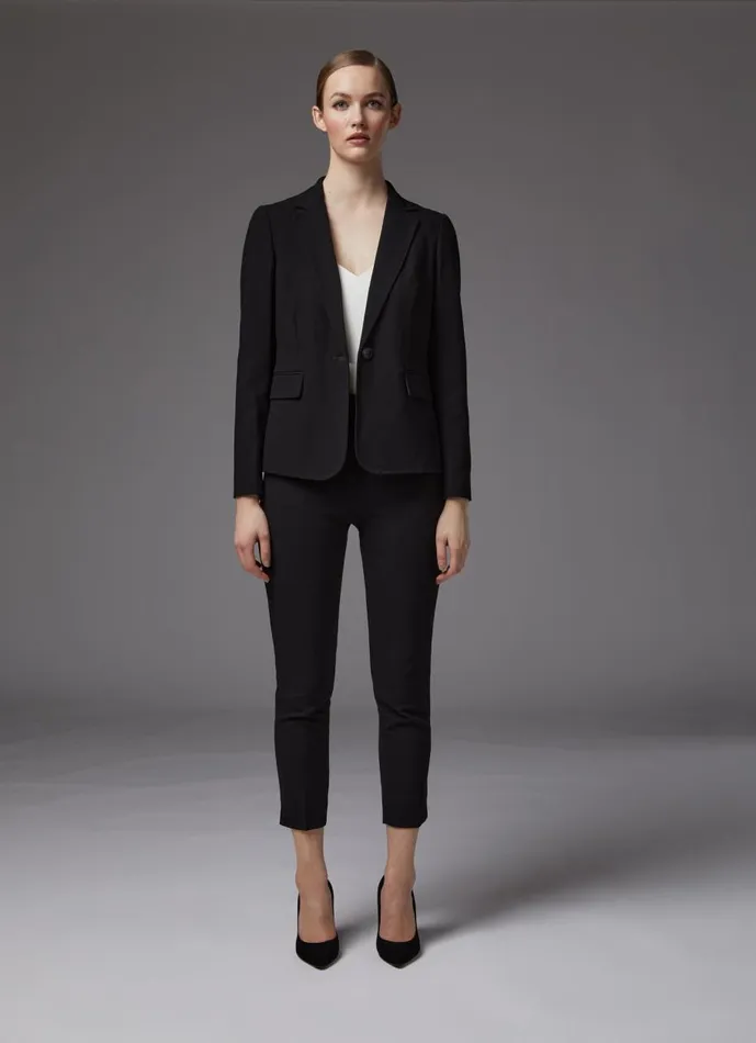 Women Coats and Jackets LKBennett Wiley Black Recycled Crepe Jacket Black
