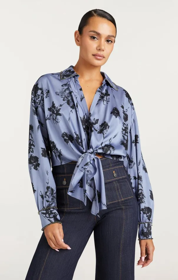 Women Cool Carnation Embellished Marianna Top Rusticbluemulti Cinq Sept Long Sleeve Tops