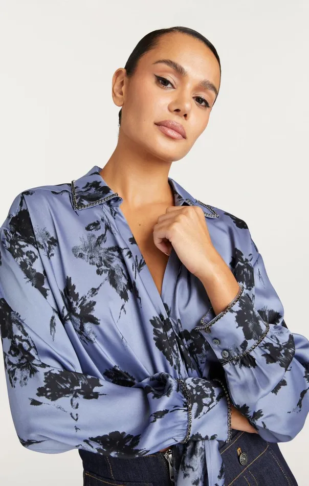 Women Cool Carnation Embellished Marianna Top Rusticbluemulti Cinq Sept Long Sleeve Tops